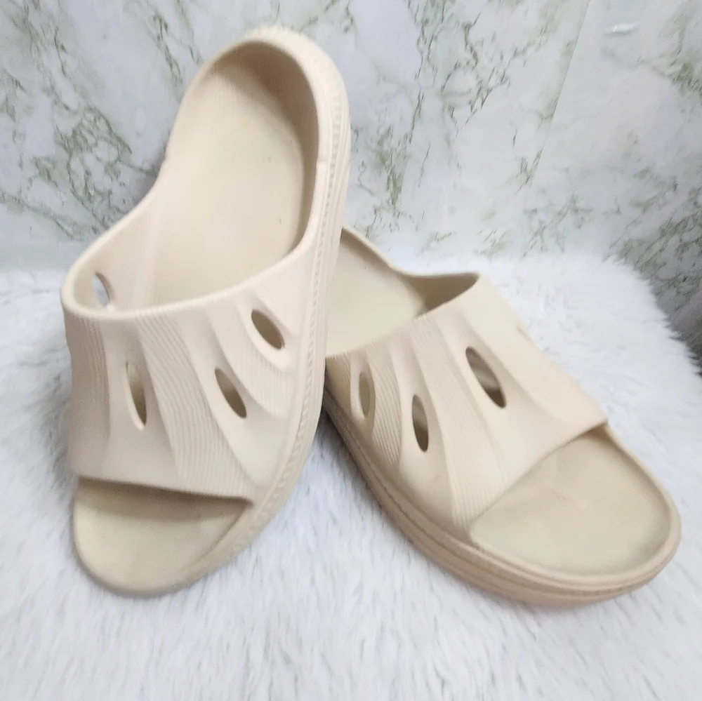 Open Toe Beige Color Slides